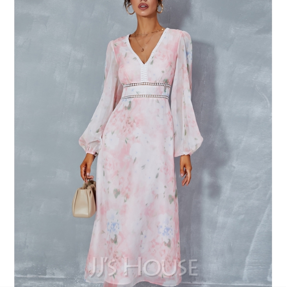 BNWT V Neck Chiffon Midi dress